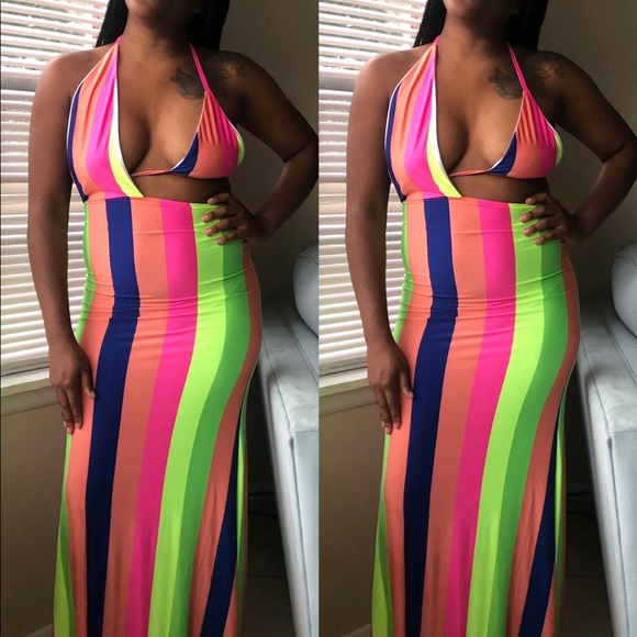 Neon striped dress - Picture 1 of 1